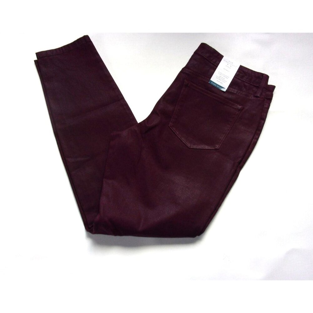 New Directions Womens Burgundy Coated Jeans Size 6 Slim Fit Stretch NWT $59